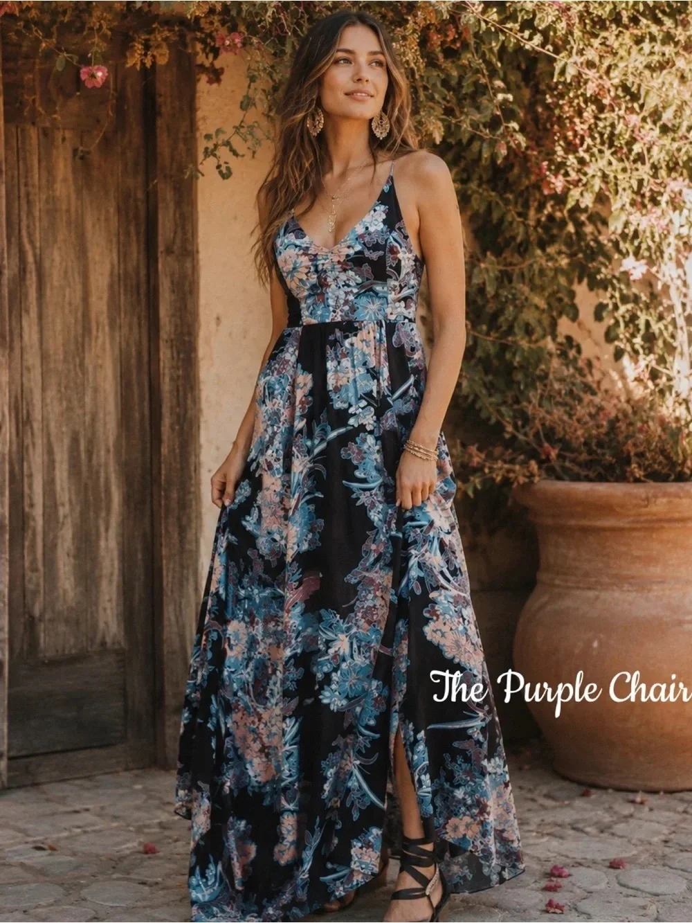 Intimately Free People Through the vine maxi long dress dark floral size S, EUC